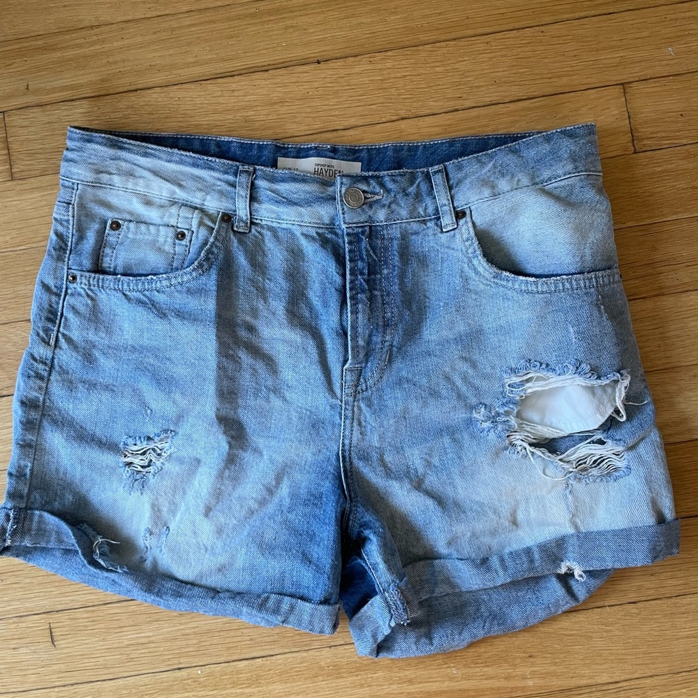 Topshop size US8 distressed denim shorts